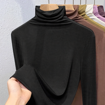 Women's Ribbed Textured Long Sleeve Mock Neck Top — View 12