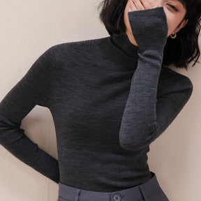 Women's Wool Mock Neck Sweater — View 9