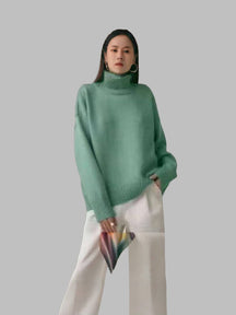 Women's Relaxed Fit Turtleneck Sweater — View 9