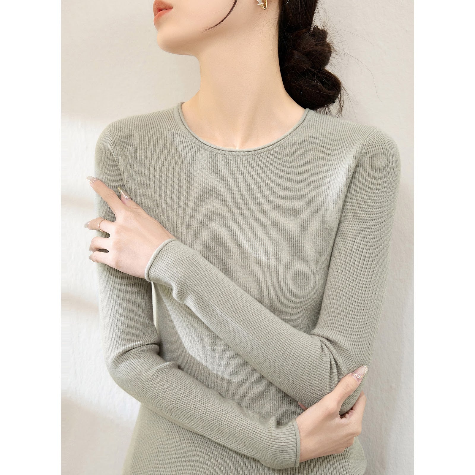 Women's Fitted Crewneck Sweater — View 2