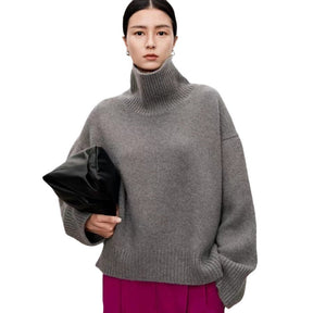 Women's Wool Relaxed Fit Mock Neck Sweater — View 5