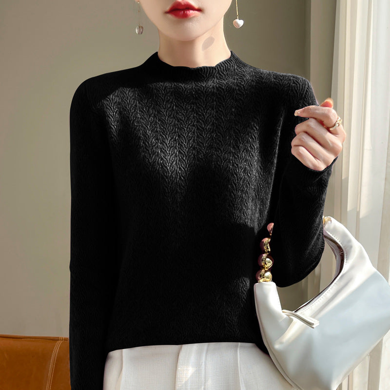 Women's Cashmere Jacquard Mock Neck Sweater — View 7