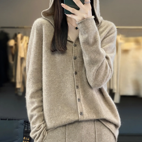 Women's Merino Wool Hooded Cardigan — View 1