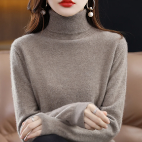 Women's Wool Relaxed Fit Turtleneck Sweater — View 1