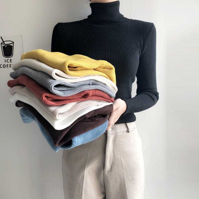 Women's Fitted Turtleneck Sweater — View 1