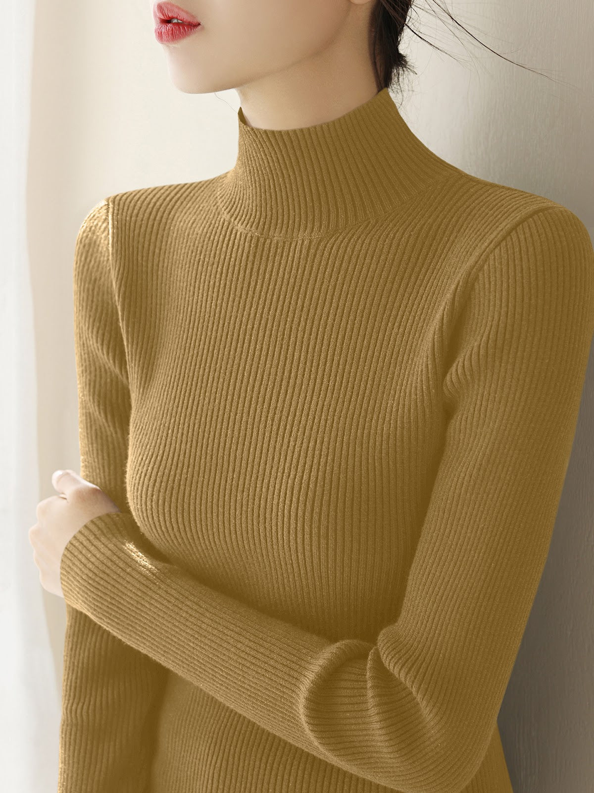 Women's Wool Mock Neck Sweater — View 4