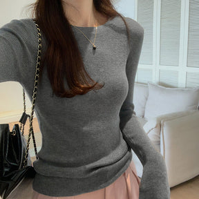 Women's Fitted Long Sleeve Crewneck Sweater — View 1