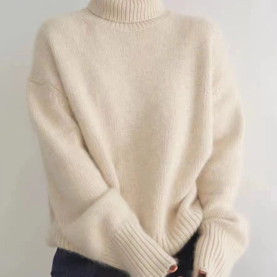 Women's Wool Relaxed Fit Mock Neck Sweater — View 4