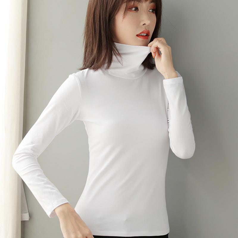 Women's Wool Fitted Long Sleeve Mock Neck Top — View 12