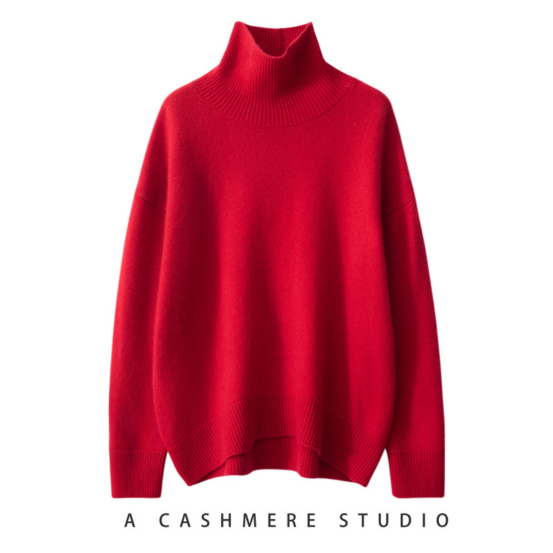 Women's Cashmere Relaxed Fit Mock Neck Sweater — View 2
