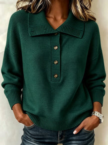 Women's Button Detail Mock Neck Sweater — View 9
