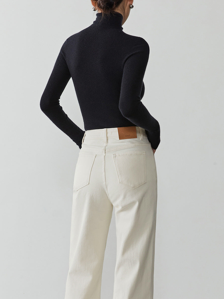 Women's Cashmere Mock Neck Sweater — View 7