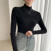 Women's Cashmere Long Sleeve Mock Neck Top — View 5