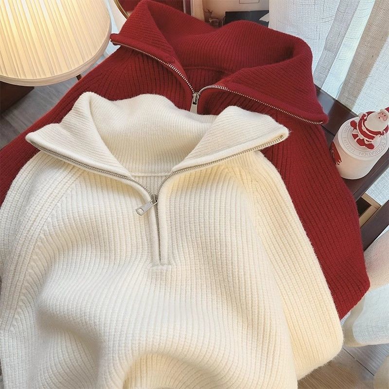 Women's Relaxed Fit Zip Front Sweater — View 2