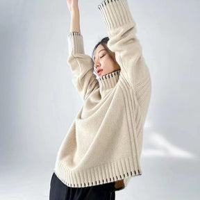 Women's Cable Knit Turtleneck Sweater — View 3