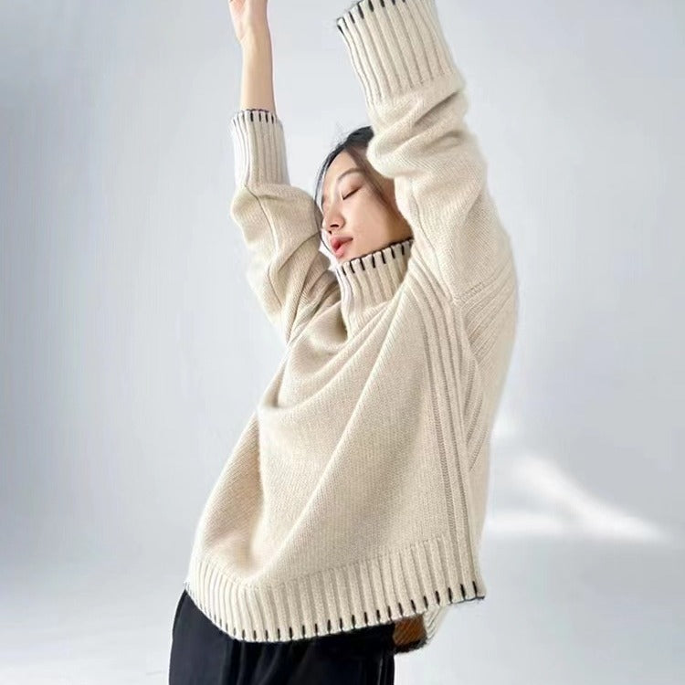 Women's Cable Knit Turtleneck Sweater — View 3