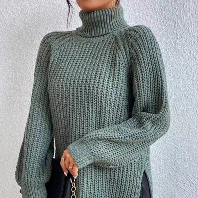 Women's Raglan Sleeve Mock Neck Sweater — View 3