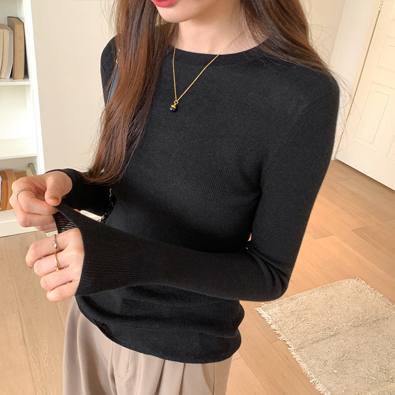 Women's Fitted Long Sleeve Crewneck Sweater — View 6