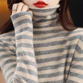 Women's Striped Mock Neck Sweater — View 6