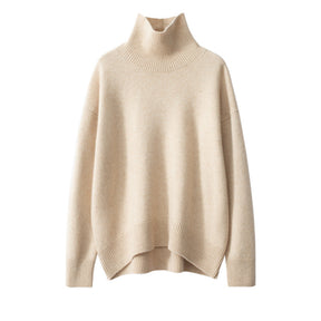 Women's Cashmere Relaxed Fit Mock Neck Sweater — View 5