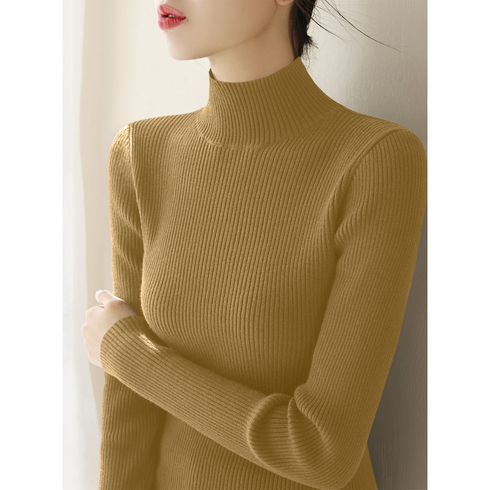 Women's Wool Mock Neck Sweater — View 1