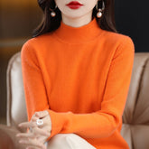 Women's Wool Ribbed Textured Mock Neck Sweater — View 11