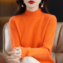 Women's Wool Ribbed Textured Mock Neck Sweater — View 11