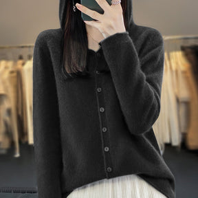 Women's Merino Wool Hooded Cardigan — View 6