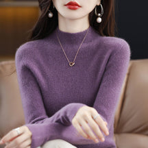 Women's Wool Fitted Fine Knit Sweater — View 8