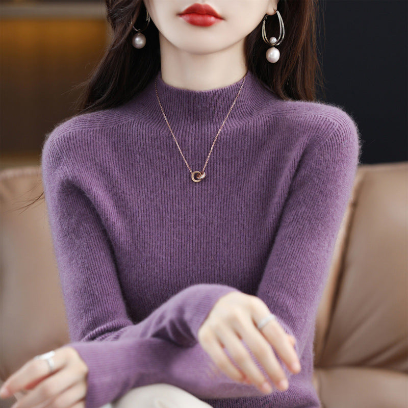 Women's Wool Fitted Fine Knit Sweater — View 8