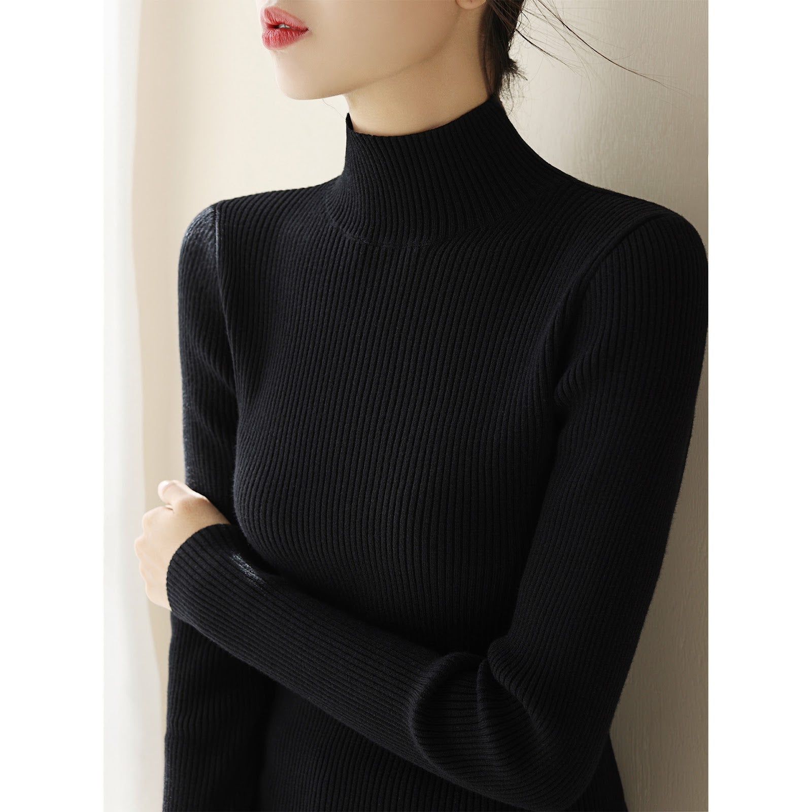 Women's Wool Mock Neck Sweater — View 3