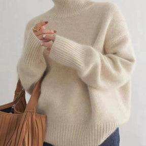 Women's Wool Relaxed Fit Mock Neck Sweater — View 1