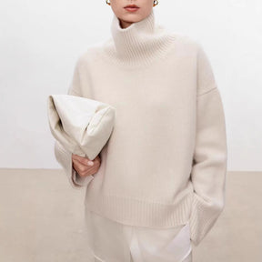 Women's Wool Relaxed Fit Mock Neck Sweater — View 2