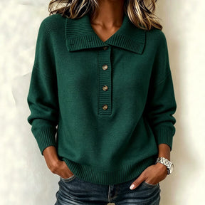 Women's Button Detail Mock Neck Sweater — View 3