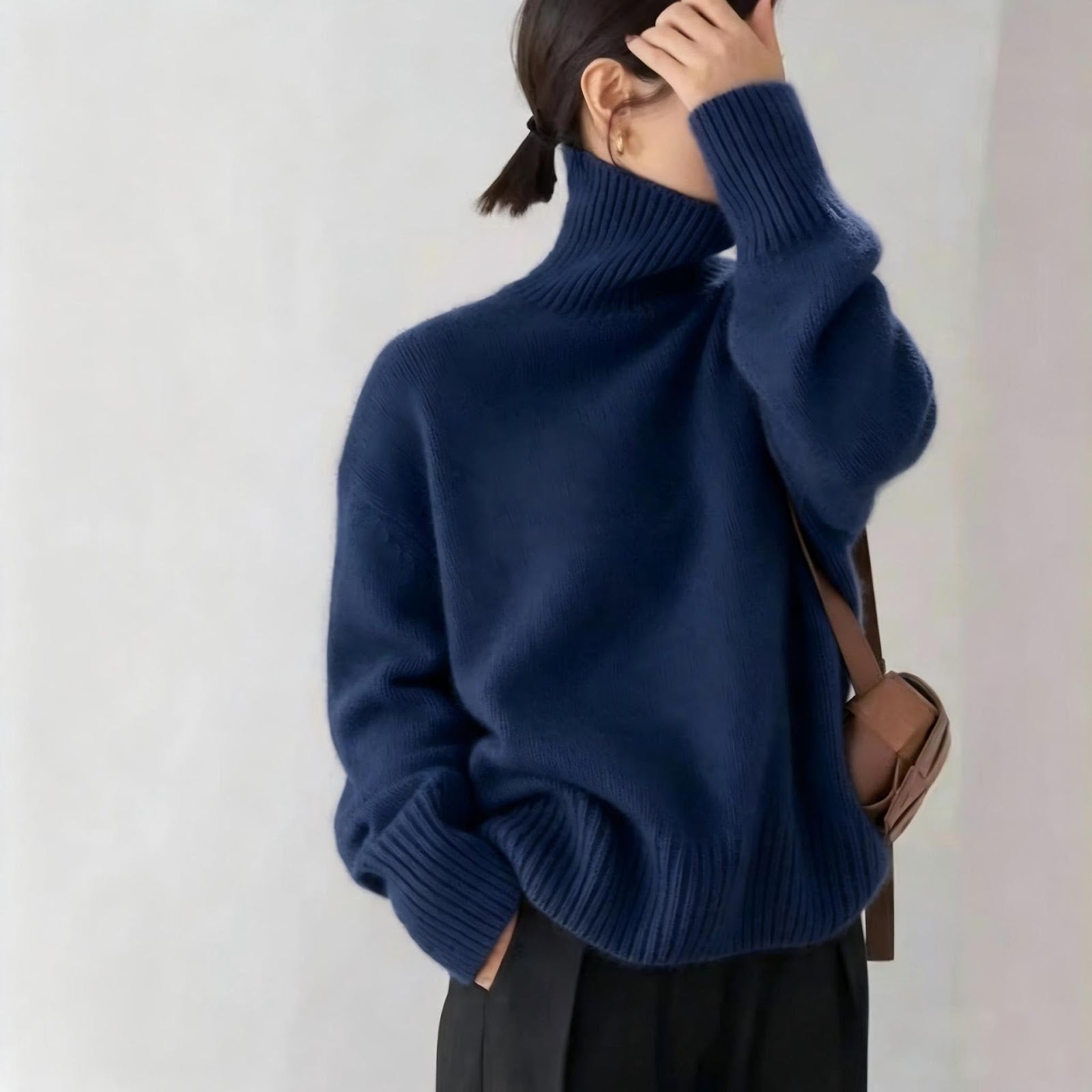 Women's Relaxed Fit Turtleneck Sweater — View 5