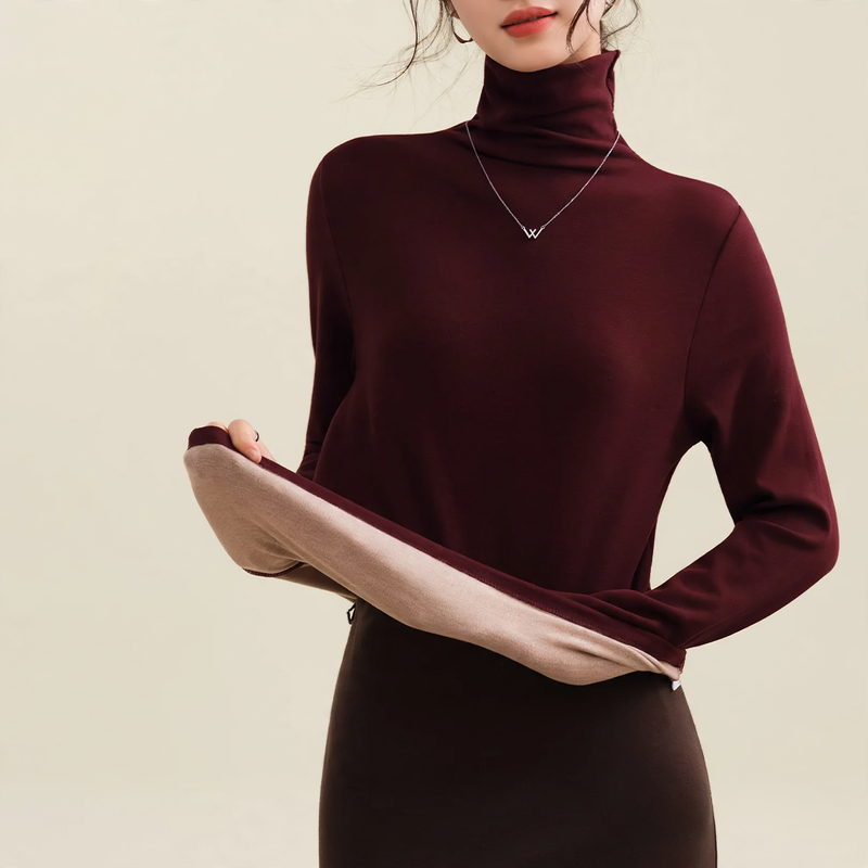 Women's Wool Blend Mock Neck Sweater — View 10