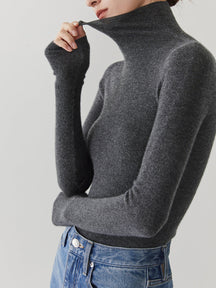 Women's Cashmere Mock Neck Sweater — View 10