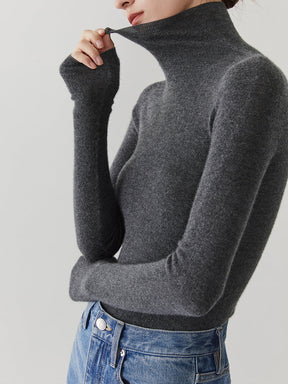 Women's Cashmere Mock Neck Sweater — View 10