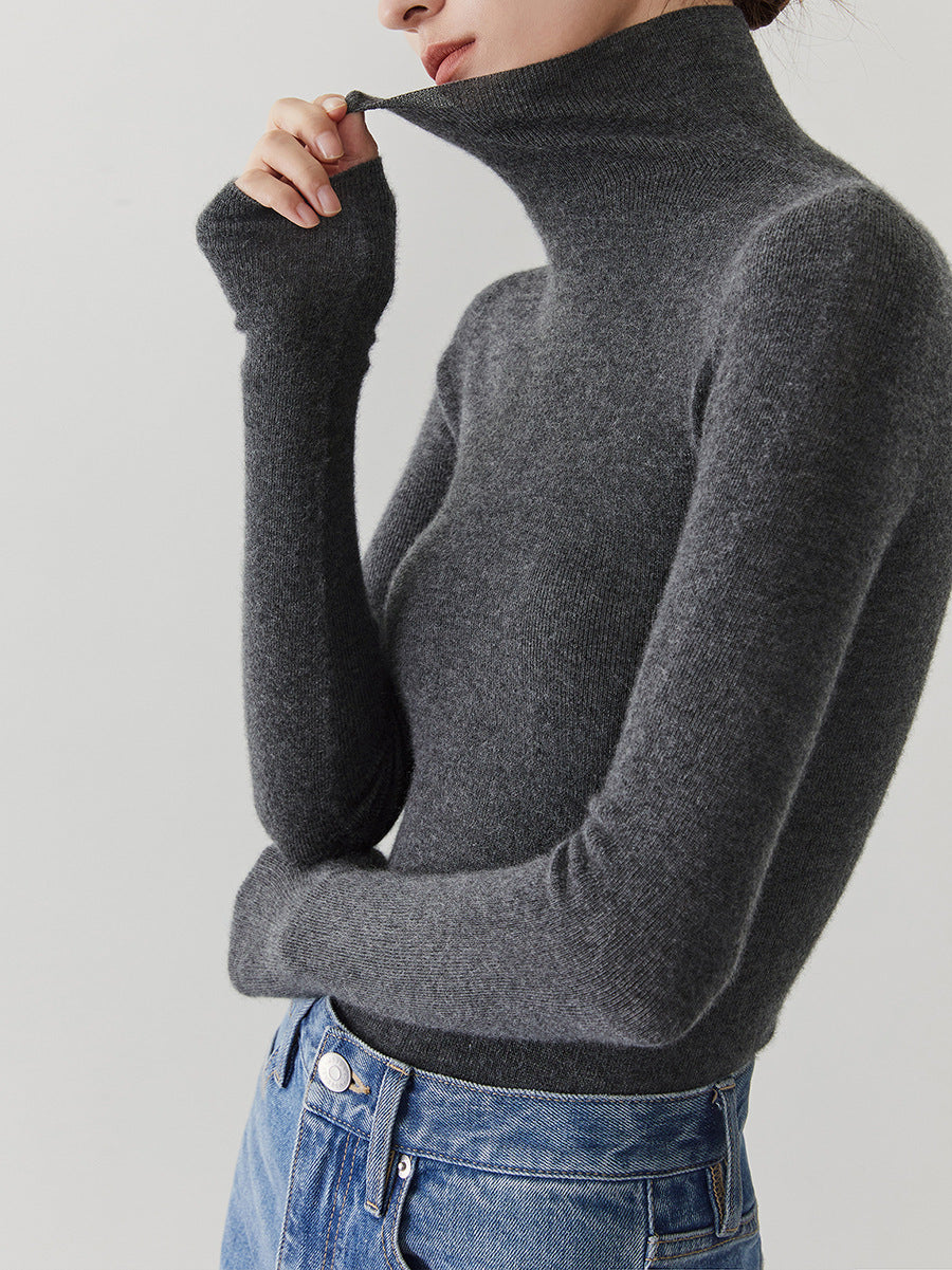 Women's Cashmere Mock Neck Sweater — View 10