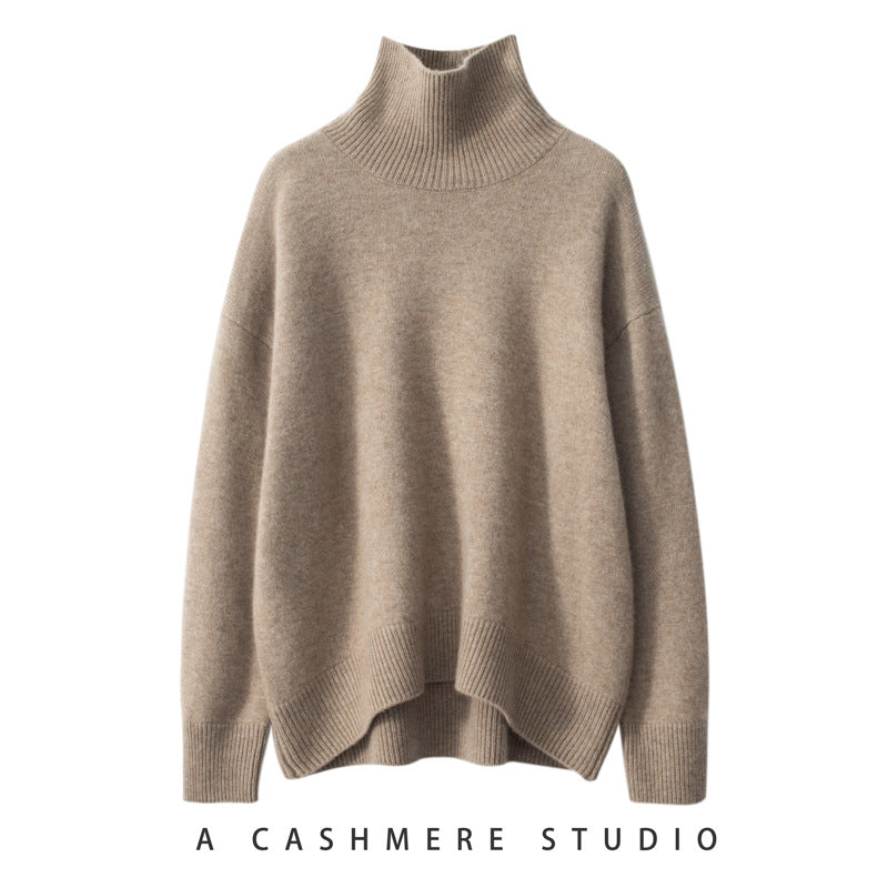 Women's Cashmere Relaxed Fit Mock Neck Sweater — View 6