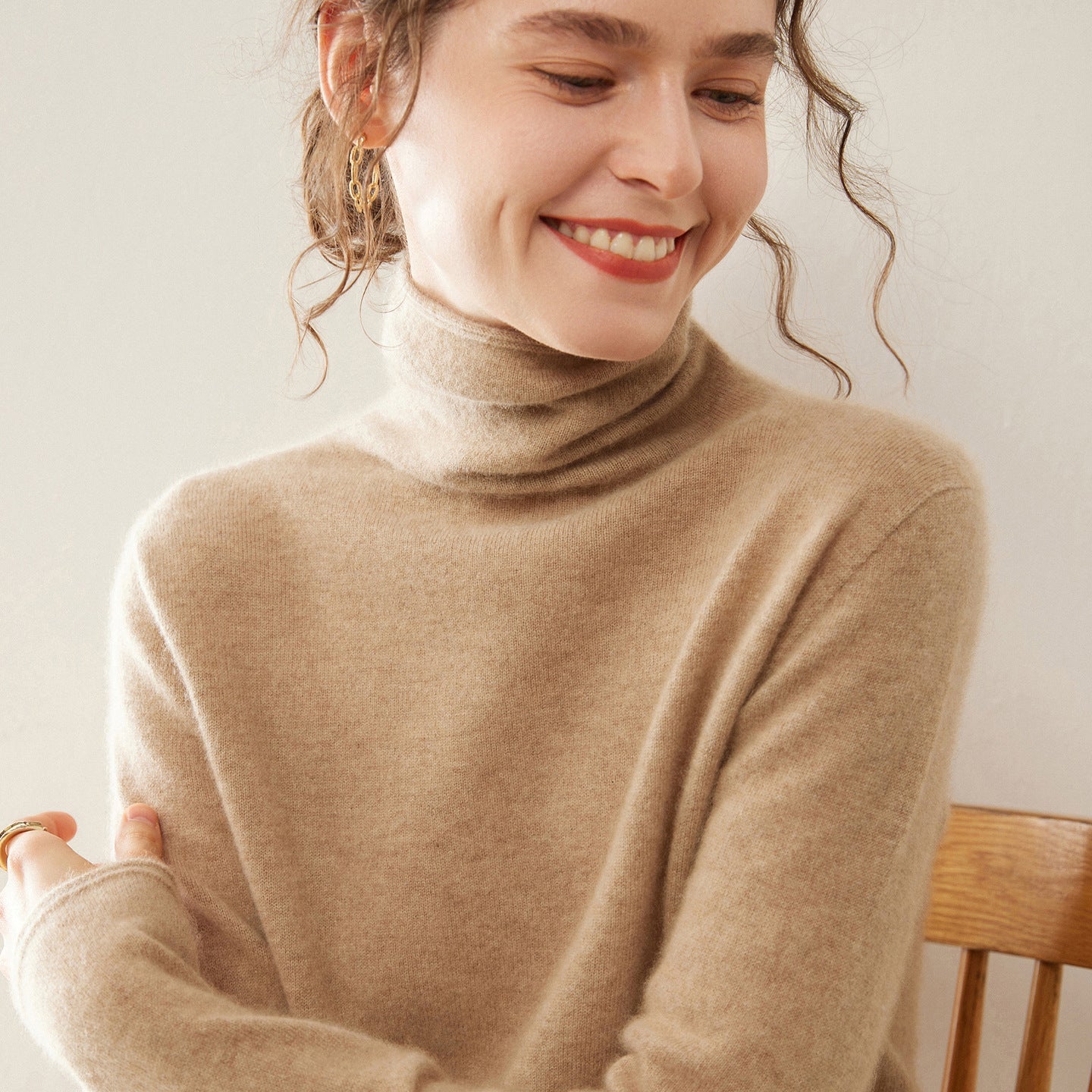 Women's Cashmere Mock Neck Sweater — View 1