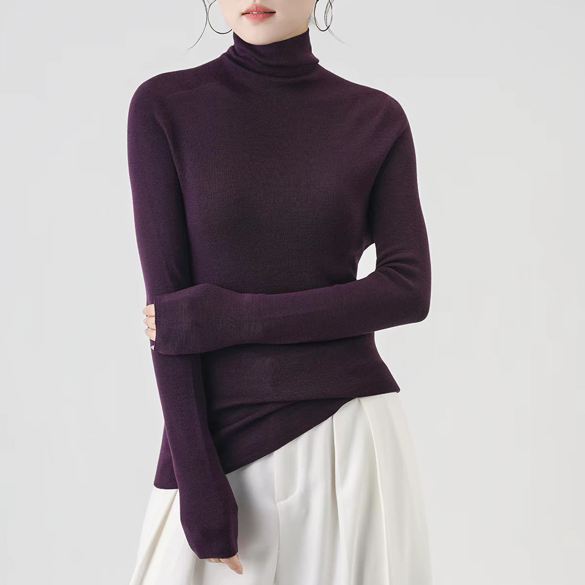 Women's Merino Wool Turtleneck Sweater — View 4