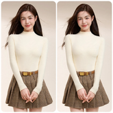 Women's Wool Fitted Long Sleeve Mock Neck Top — View 6