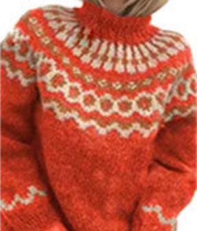 Women's Mohair Blend Relaxed Fit Jacquard Sweater — View 9