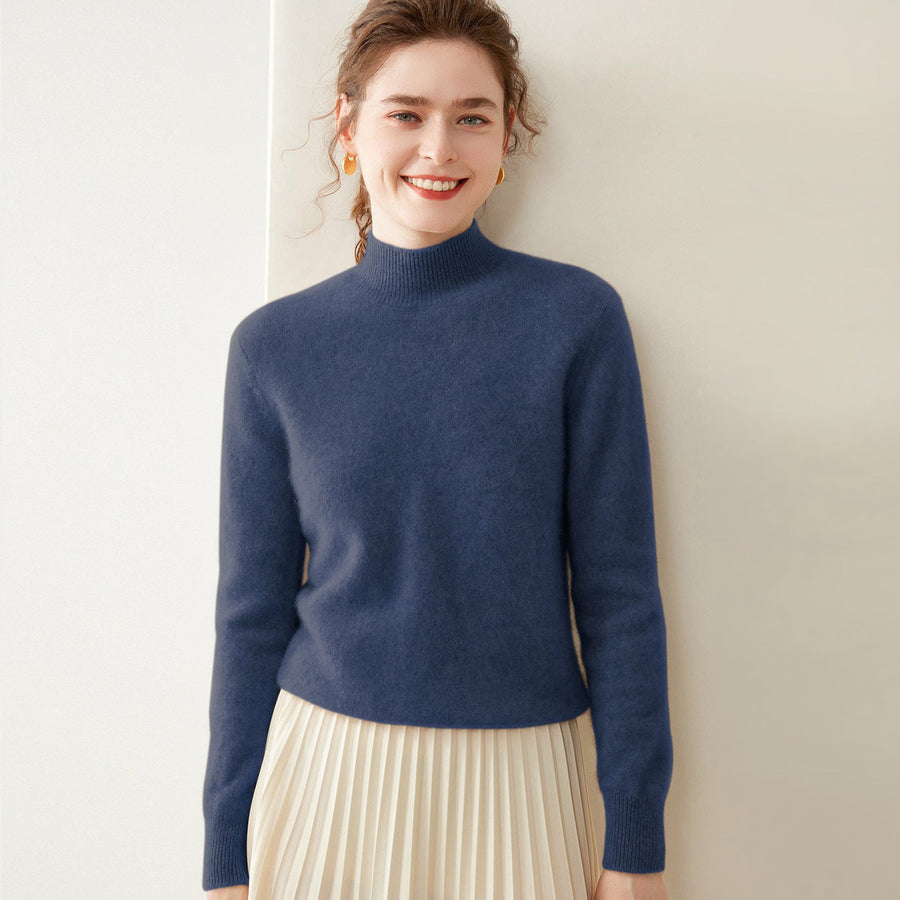 Women's Cashmere Relaxed Fit Mock Neck Sweater — View 2