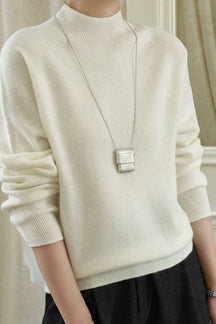 Women's Wool Relaxed Fit Mock Neck Sweater — View 4
