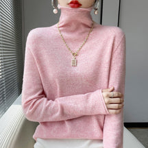 Women's Wool Fitted Chunky Knit Turtleneck Sweater — View 6