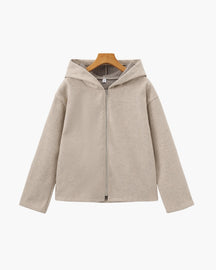 Women's Wool Zip-Up Coat | Marlow in Beige - Juana Fashion
