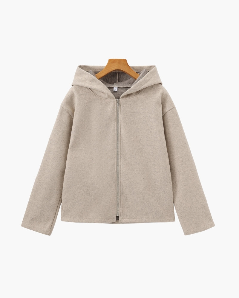 Women's Wool Zip-Up Coat | Marlow in Beige - Juana Fashion