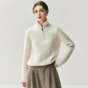 Women's Cable Knit Zip Front Sweater — View 2